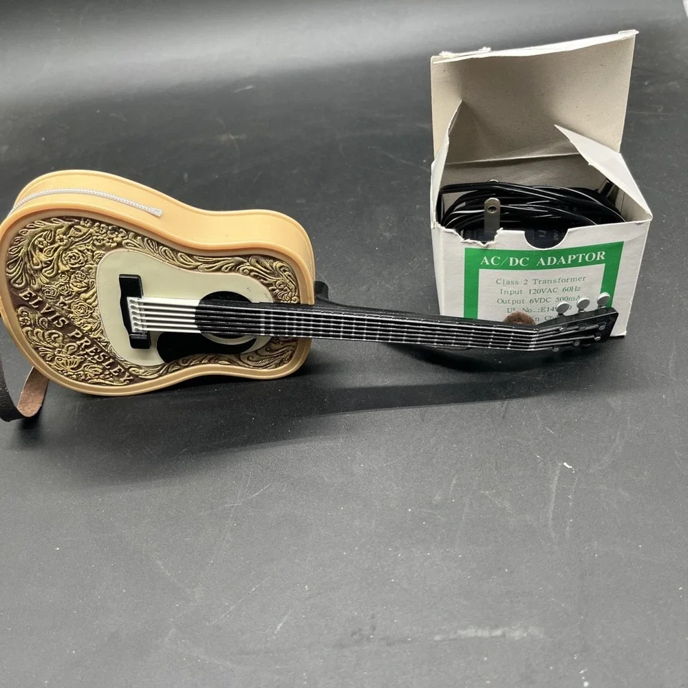 Animated Elvis Presley Limited Edition Blue Christmas Ac Adapter Guitar Only